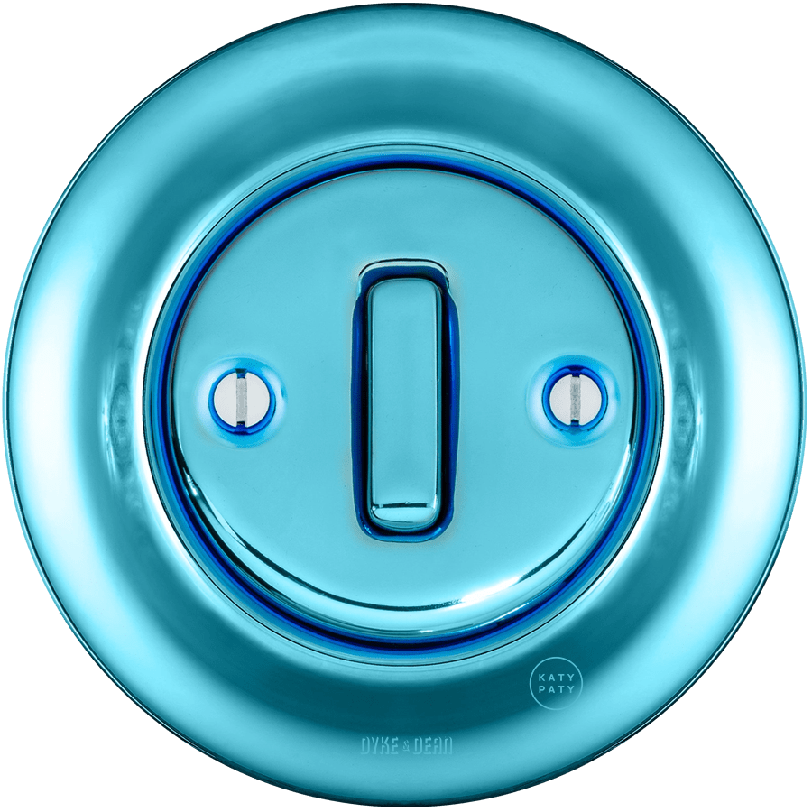 PORCELAIN WALL LIGHT SWITCH SKY BLUE SLIM BUTTON - DYKE & DEAN