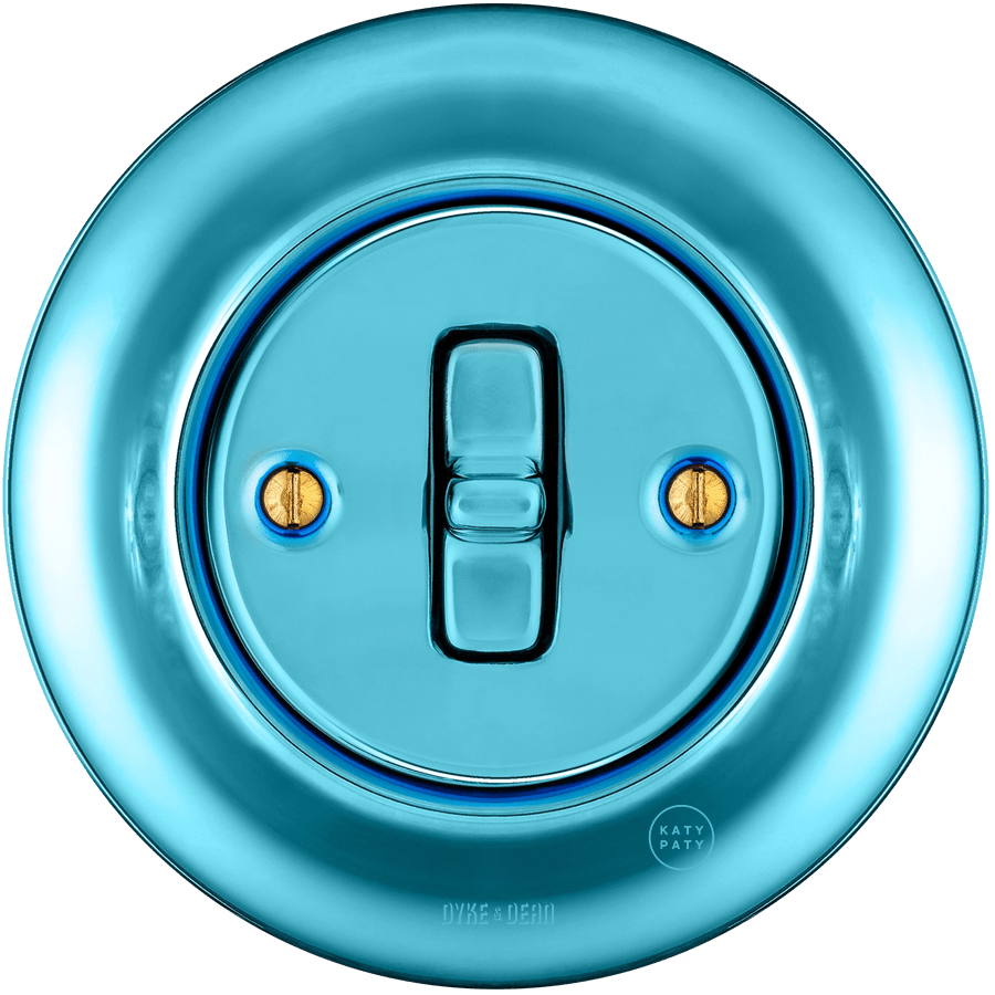 PORCELAIN WALL LIGHT SWITCH SKY BLUE TOGGLE - DYKE & DEAN