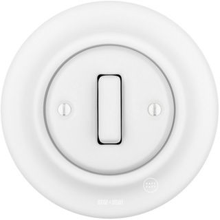 PORCELAIN WALL LIGHT SWITCH SLIM BUTTON MATT WHITE - DYKE & DEAN