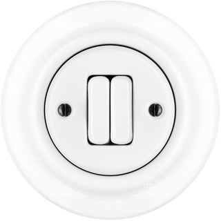 PORCELAIN WALL LIGHT SWITCH WHITE DOUBLE - DYKE & DEAN