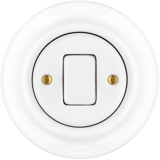 PORCELAIN WALL LIGHT SWITCH WHITE FAT BUTTON - DYKE & DEAN