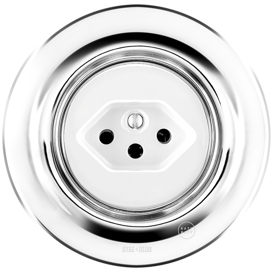 PORCELAIN WALL MOUNTED SWISS SOCKET CHROME - DYKE & DEAN