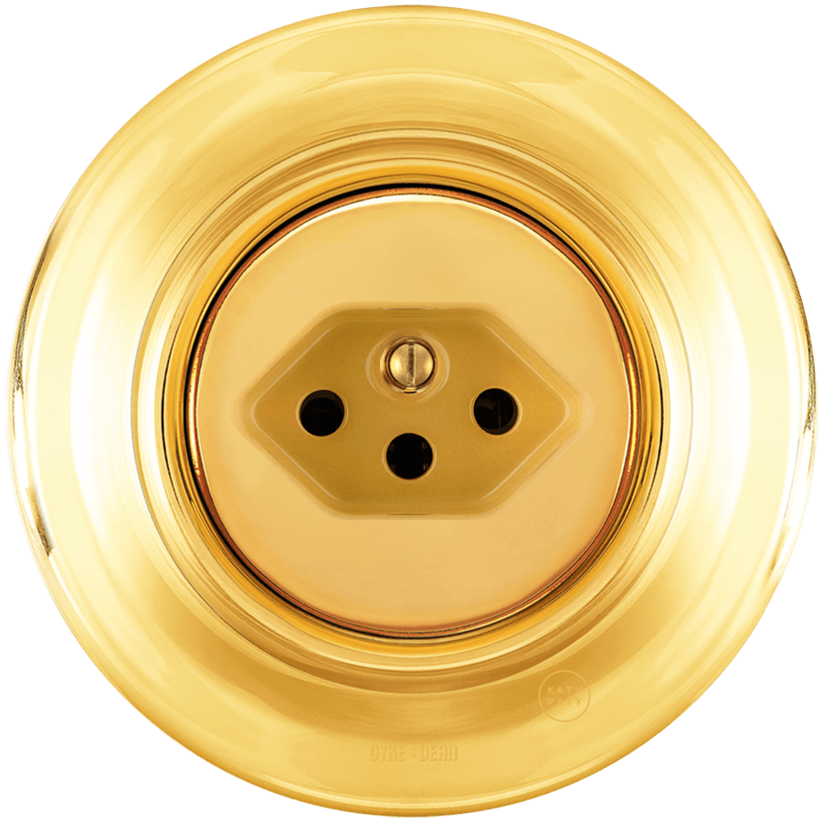 PORCELAIN WALL MOUNTED SWISS SOCKET GOLD - DYKE & DEAN