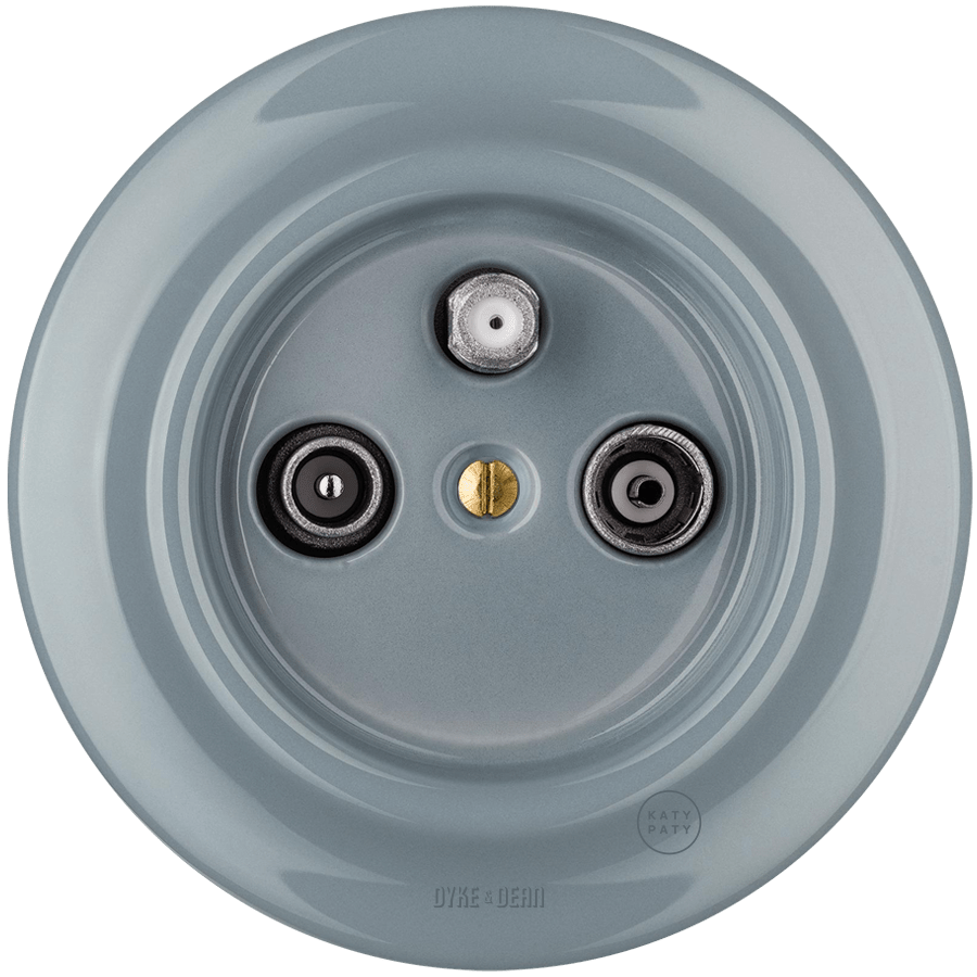 PORCELAIN WALL SOCKET ASH GREY TV ANTENNA - DYKE & DEAN