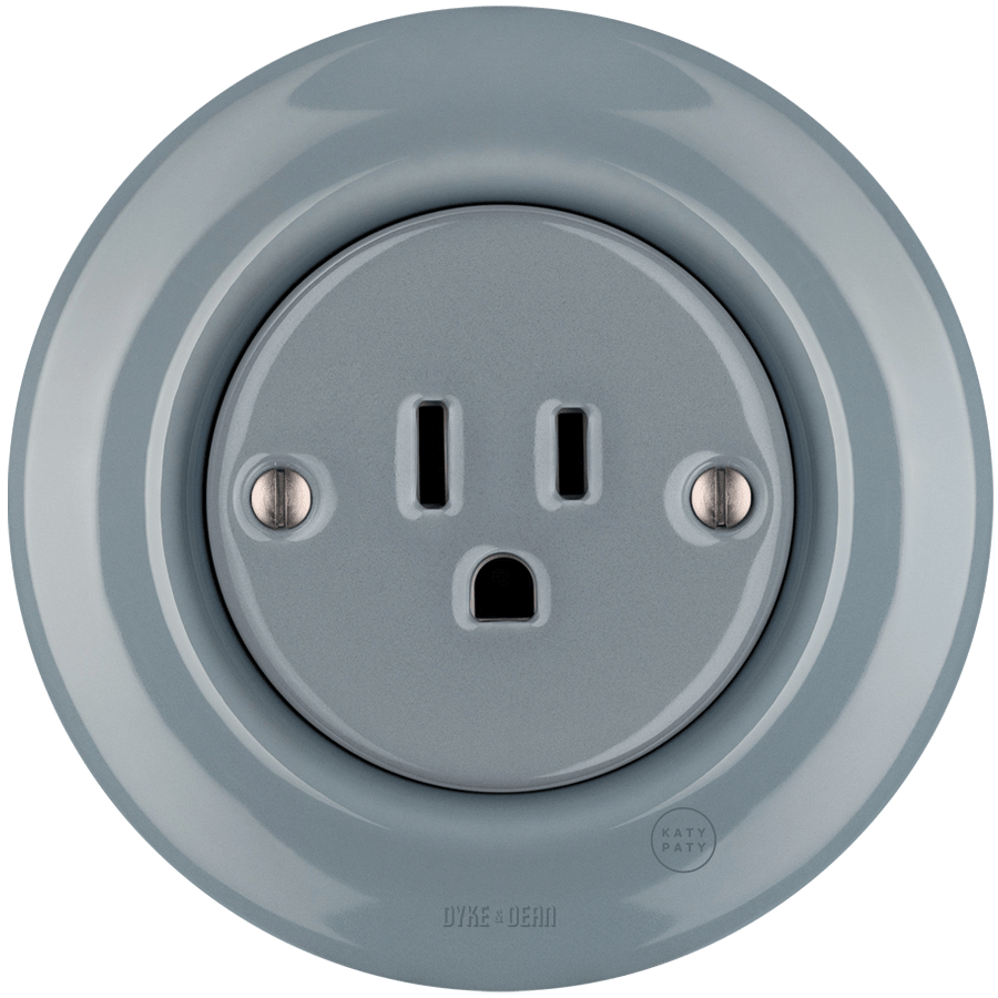 PORCELAIN WALL SOCKET ASH GREY USA 15 AMP - DYKE & DEAN
