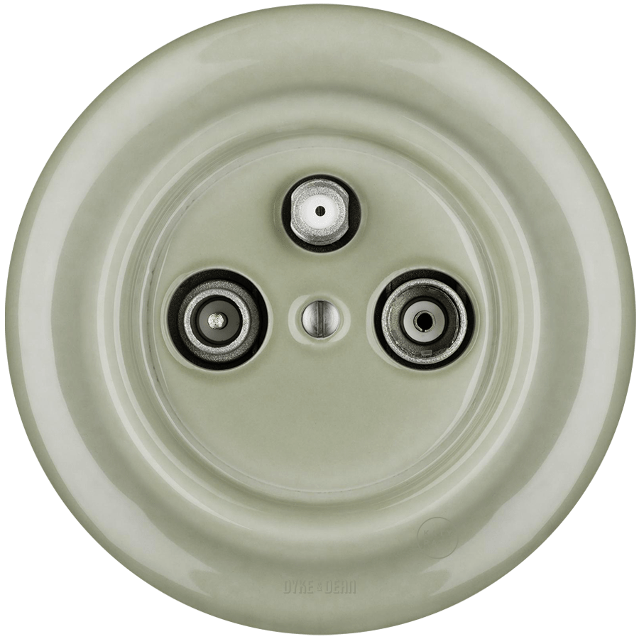 PORCELAIN WALL SOCKET GREY GREEN TV ANTENNA - DYKE & DEAN