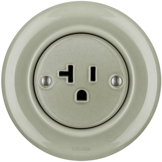 PORCELAIN WALL SOCKET GREY GREEN USA 20 AMP - DYKE & DEAN