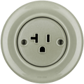 PORCELAIN WALL SOCKET GREY GREEN USA 20 AMP - DYKE & DEAN