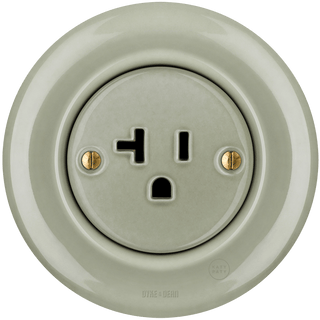 PORCELAIN WALL SOCKET GREY GREEN USA 20 AMP - DYKE & DEAN