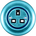 Sky Blue round porcelain UK 3-pin wall socket by Katy Paty
