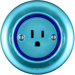 PORCELAIN WALL SOCKET SKY BLUE USA 15 AMP - DYKE & DEAN
