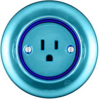 PORCELAIN WALL SOCKET SKY BLUE USA 15 AMP - DYKE & DEAN