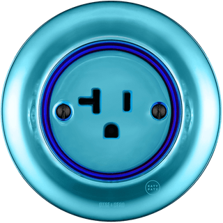 PORCELAIN WALL SOCKET SKY BLUE USA 20 AMP - DYKE & DEAN