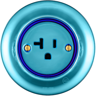 PORCELAIN WALL SOCKET SKY BLUE USA 20 AMP - DYKE & DEAN