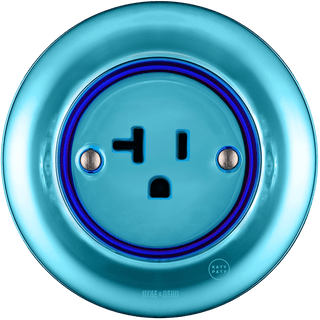 PORCELAIN WALL SOCKET SKY BLUE USA 20 AMP - DYKE & DEAN