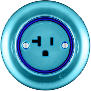 PORCELAIN WALL SOCKET SKY BLUE USA 20 AMP - DYKE & DEAN
