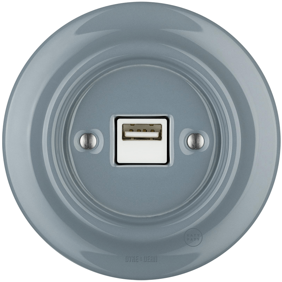 PORCELAIN WALL USB CHARGER ASH GREY - DYKE & DEAN