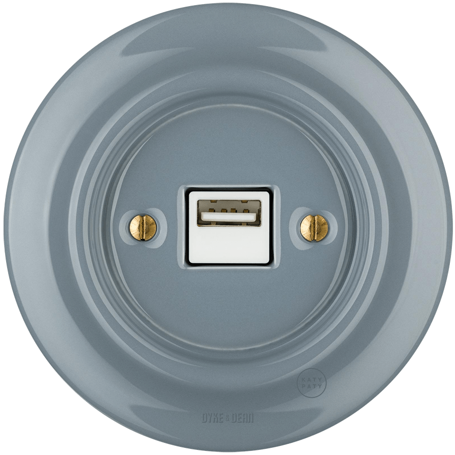 PORCELAIN WALL USB CHARGER ASH GREY - DYKE & DEAN
