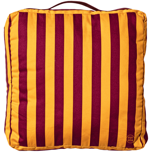 PORTABLE STRIPE BLOCK CUSHION BURGUNDY MUSTARD - DYKE & DEAN