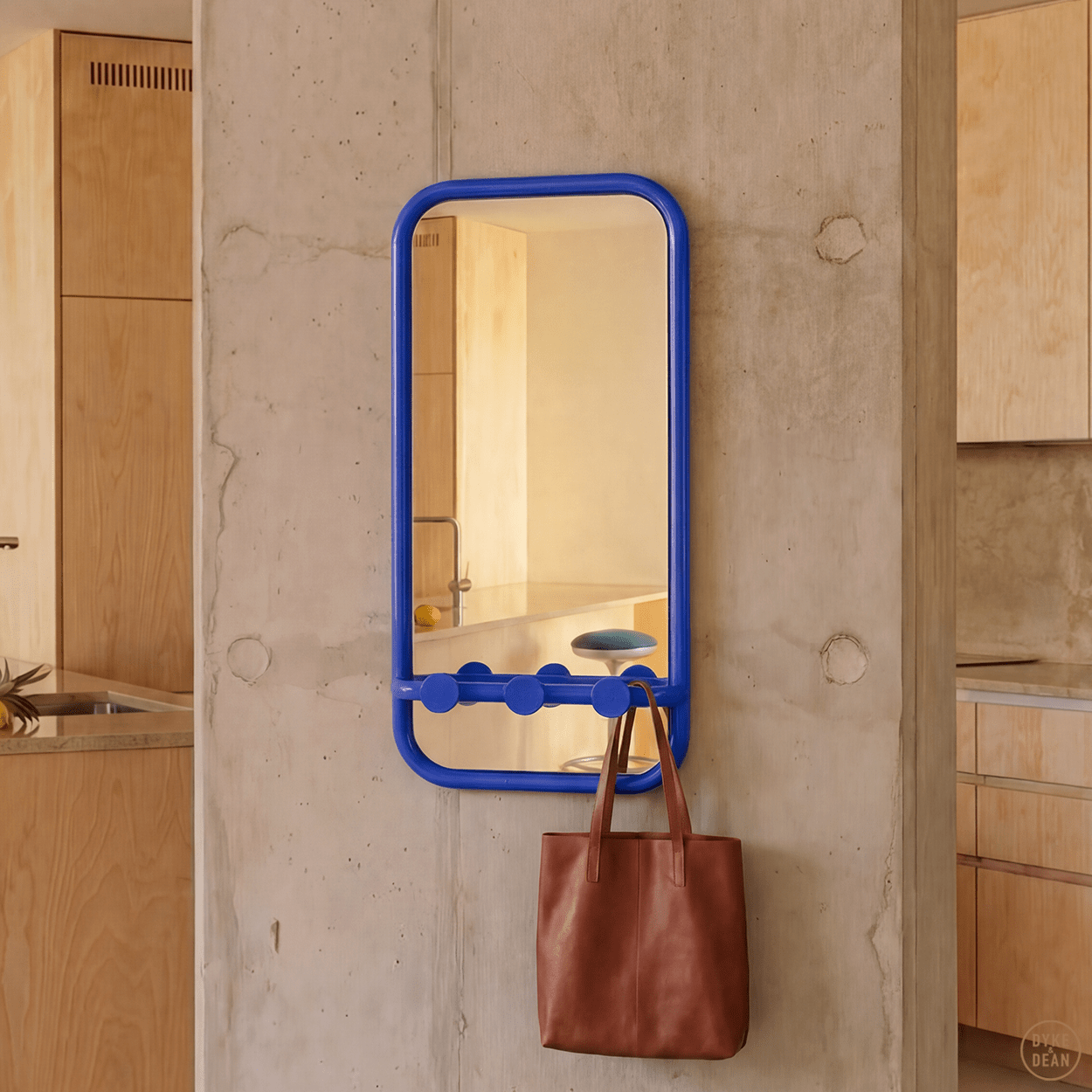 RETRO TUBE HALL HOOK MIRROR BLUE - DYKE & DEAN