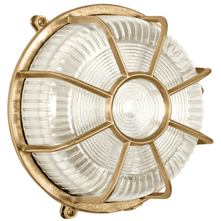 ROUND CAGED BRASS BULKHEAD LAMP - DYKE & DEAN