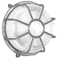 ROUND CAGED NICKEL BULKHEAD LAMP - DYKE & DEAN
