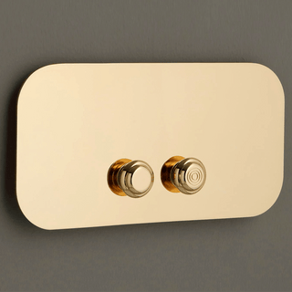 ROUND CORNERS TOILET FLUSH PLATE BRASS - DYKE & DEAN