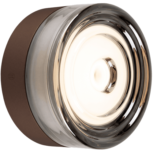 ROUND WATERPROOF BRONZE WALL CEILING SCONCE SMOKE LIGHT - DYKE & DEAN