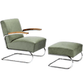 S 411 LEATHER ARMCHAIR & OTTOMAN - DYKE & DEAN