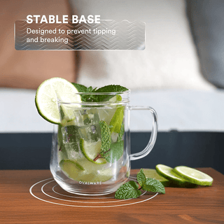 SET OF 2 DOUBLE WALL GLASS MUGS 500ml - DYKE & DEAN