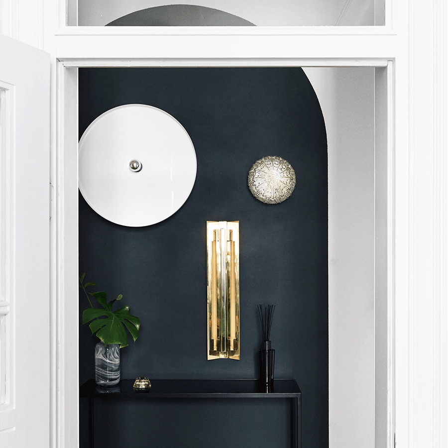 SHADED STRIP WALL LIGHTS PLATED LONG - DYKE & DEAN