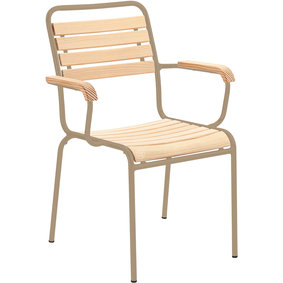 SLATTED WOOD STACKING CHAIR COLOUR WITH ARMS