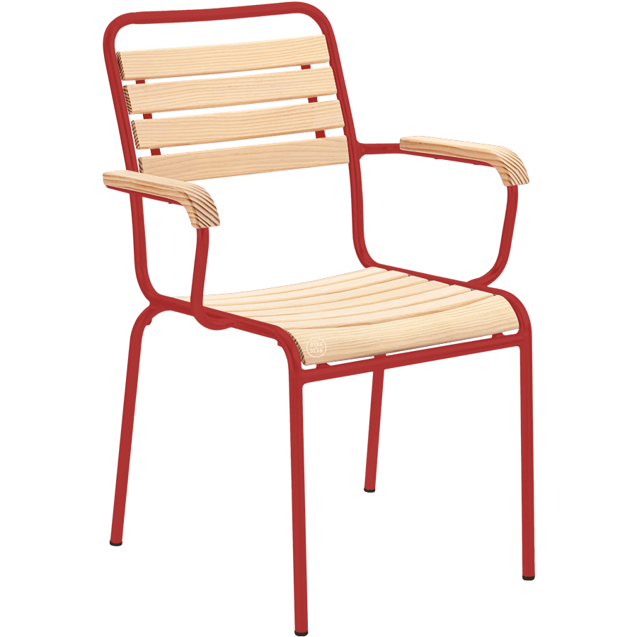 SLATTED WOOD STACKING CHAIR COLOUR WITH ARMS
