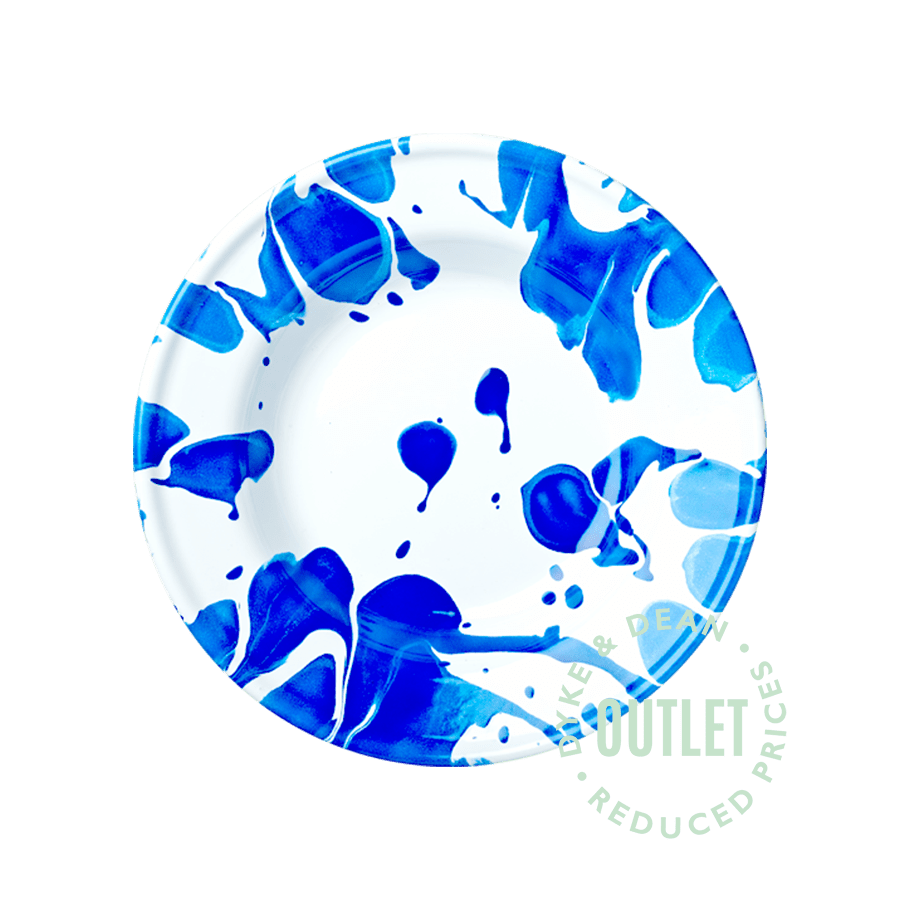 SLIPWARE ENAMEL BLUE WHITE SALAD PLATE OUTLET - DYKE & DEAN