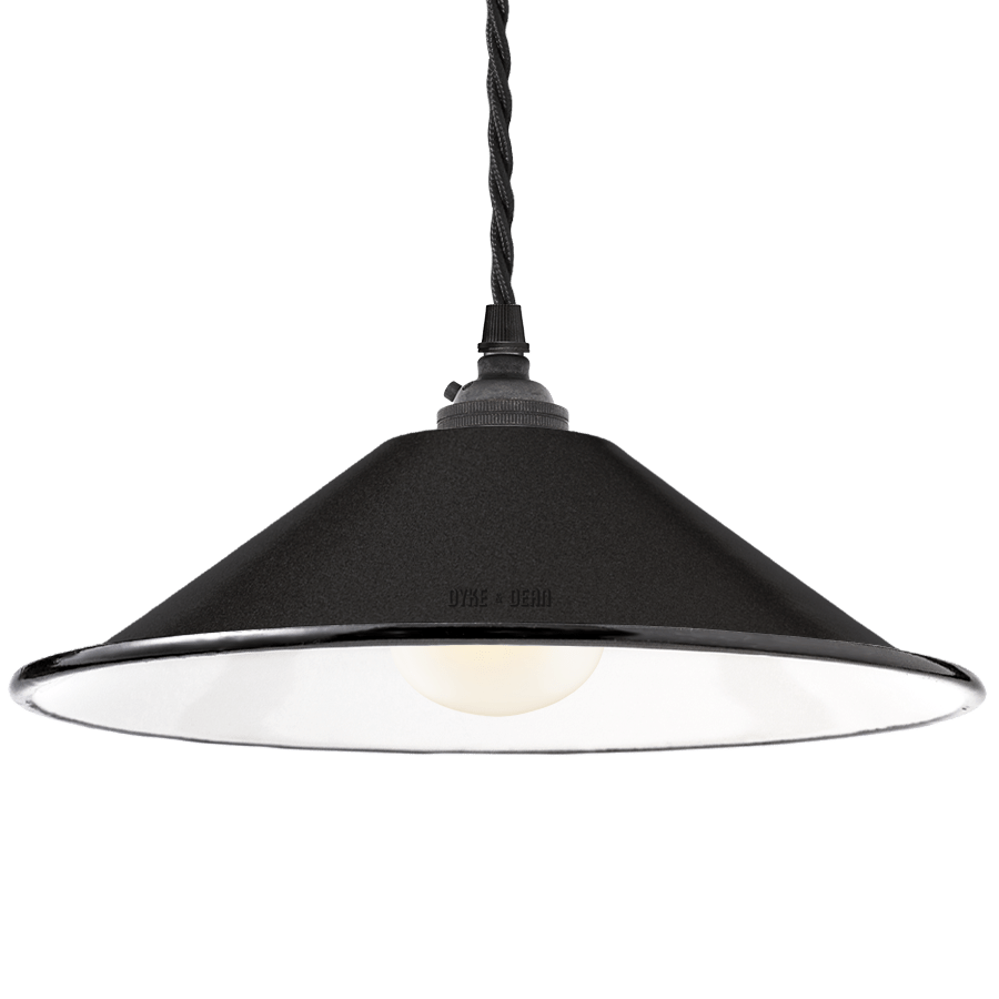 SMALL BLACK ENAMEL CONE SHADE - DYKE & DEAN