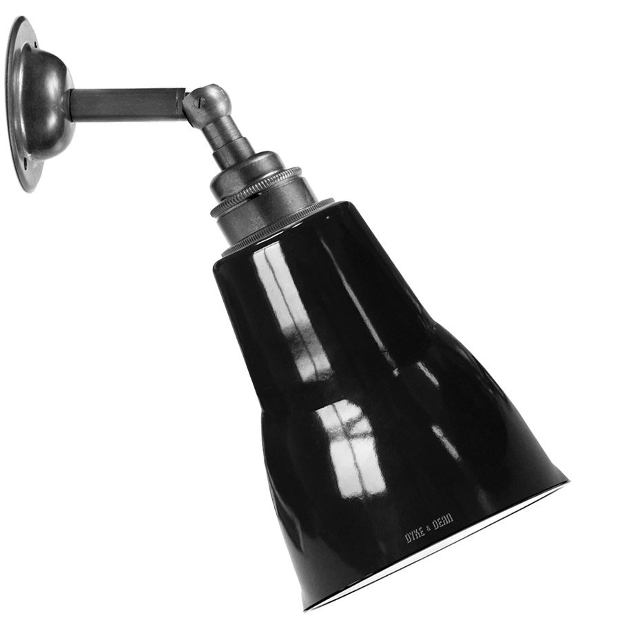 SMALL BLACK ENAMEL SHADE WALL LAMP - DYKE & DEAN