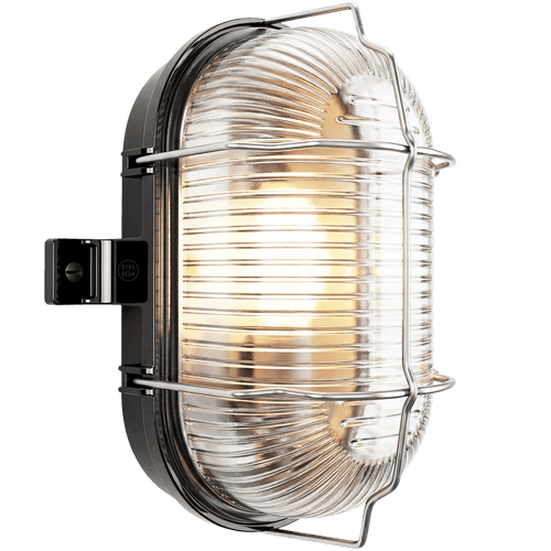 SMALL BLACK WATERPROOF BULKHEAD WITH CAGE - DYKE & DEAN