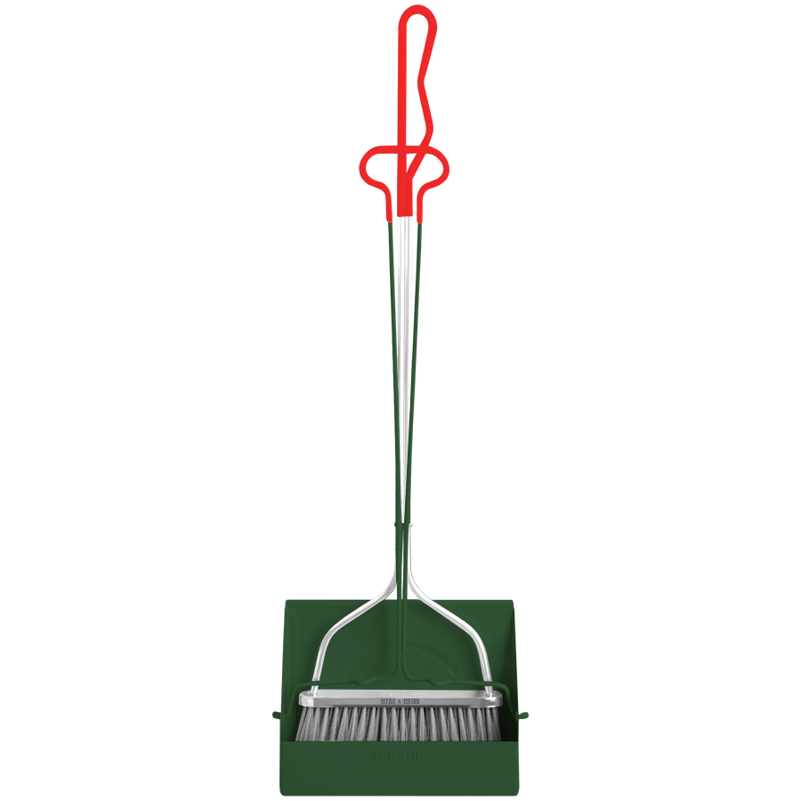 SMILEY DUST BROOM SET LONG HANDLE GREEN - DYKE & DEAN