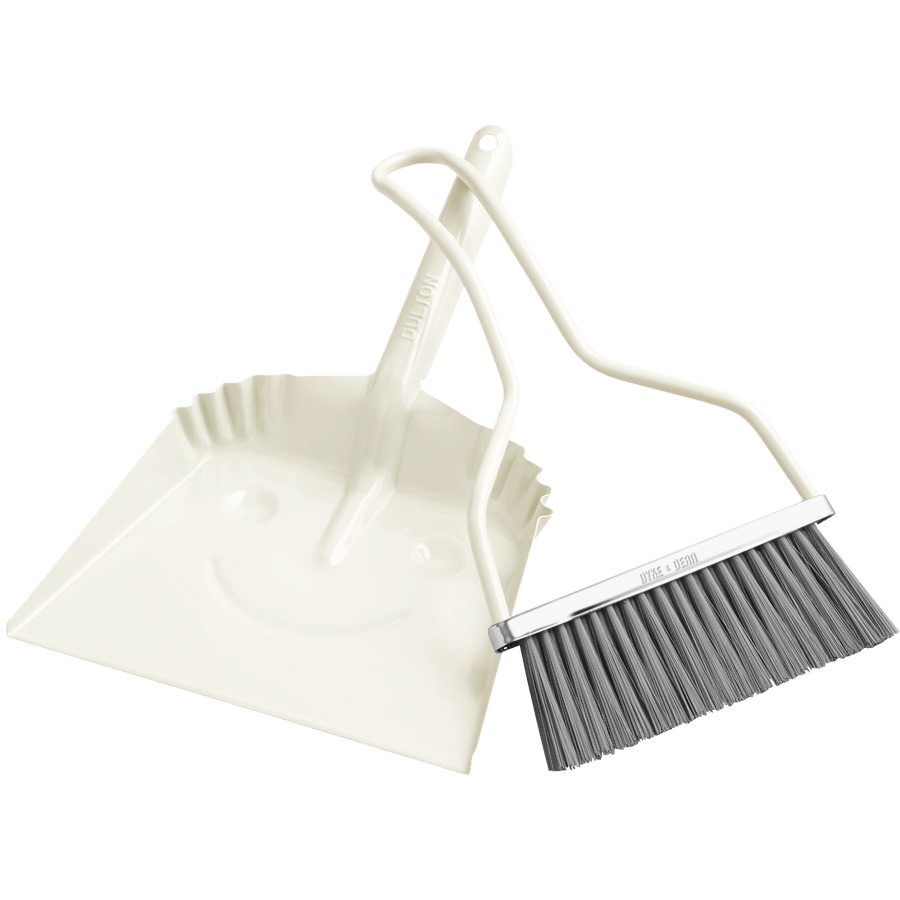 SMILEY METAL DUST PAN SET IVORY - DYKE & DEAN