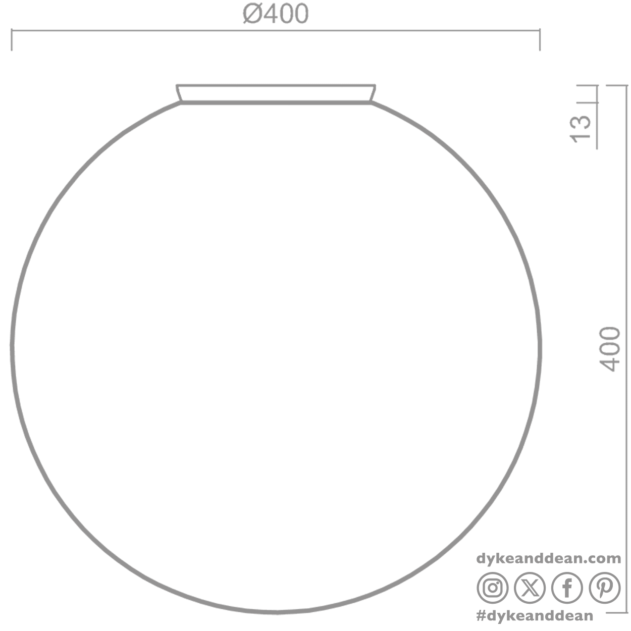SPHERE LAMP BLACK BASE 400mm - DYKE & DEAN