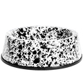 SPLATTERWARE ENAMEL DOG BOWL BLACK & WHITE - DYKE & DEAN