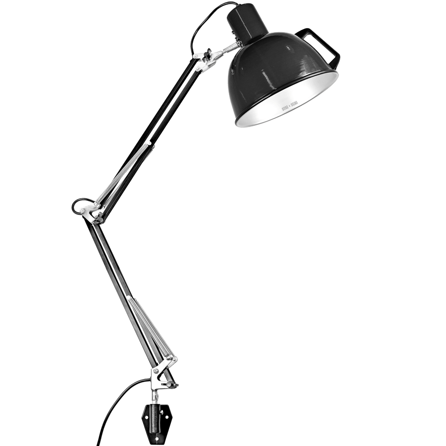 SPRUNG WALL LAMP HANDLE SHADE BLACK - DYKE & DEAN