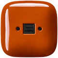 SQUARE PORCELAIN HDMI WALL SOCKET BRICK RED - DYKE & DEAN