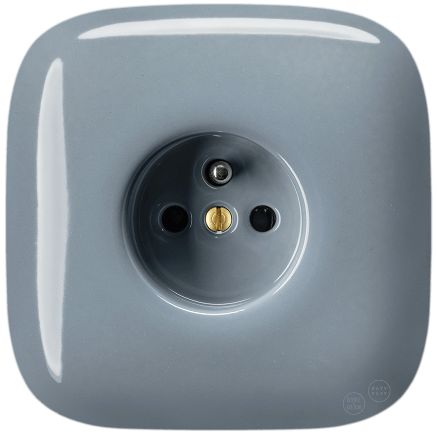 SQUARE PORCELAIN WALL SOCKET ASH GREY - DYKE & DEAN