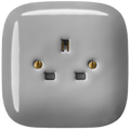 Grey square porcelain UK 3-pin wall socket by Katy Paty