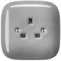 Grey square porcelain UK 3-pin wall socket by Katy Paty