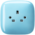 SQUARE PORCELAIN WALL SOCKET UK PASTEL BLUE - DYKE & DEAN