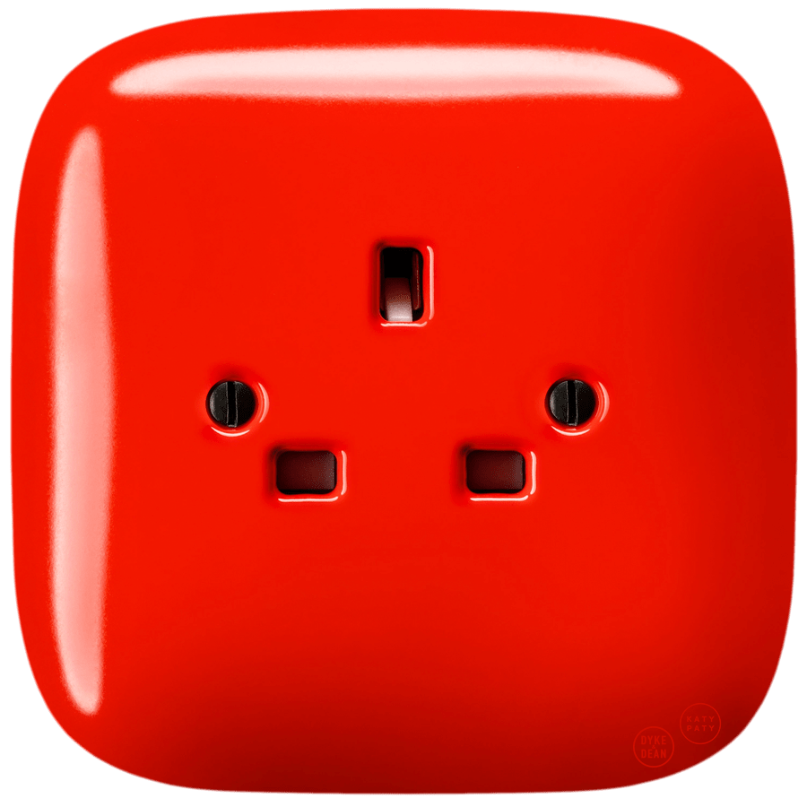 Socket Red Colour SQUARE PORCELAIN WALL SOCKET UK RED - DYKE & DEAN