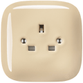 Sand square porcelain UK 3-pin wall socket by Katy Paty