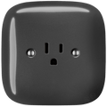 Dark Grey square porcelain USA 15 amp wall socket by Katy Paty